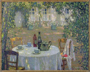 Pöytä auringossa puutarhassa, Gerberoy, n. 1911